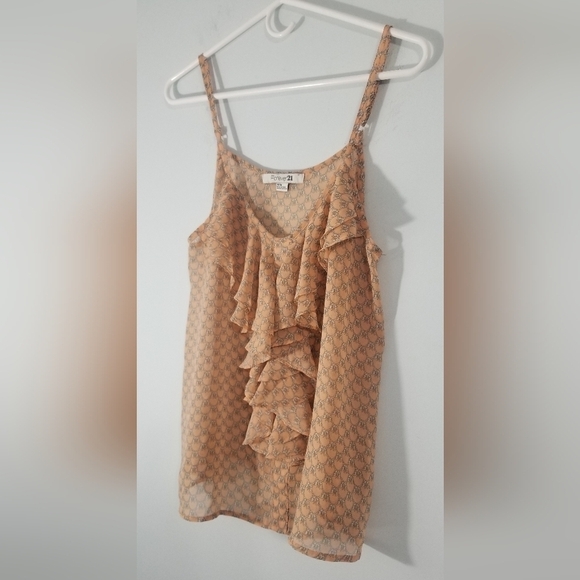 Forever 21 Sheer Ruffled Butterfly V-Neck Tank Top w/ Adjustable Straps. Size M. - Picture 2 of 6